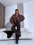 "MANAGE 32371" suede-like jacket - choco